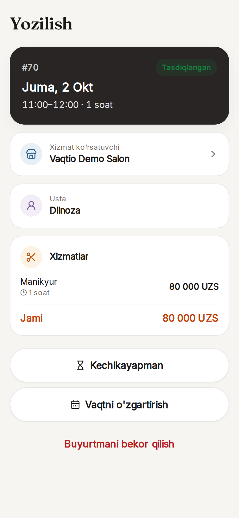 Vaqtio’da yozilish tasdiqlandi